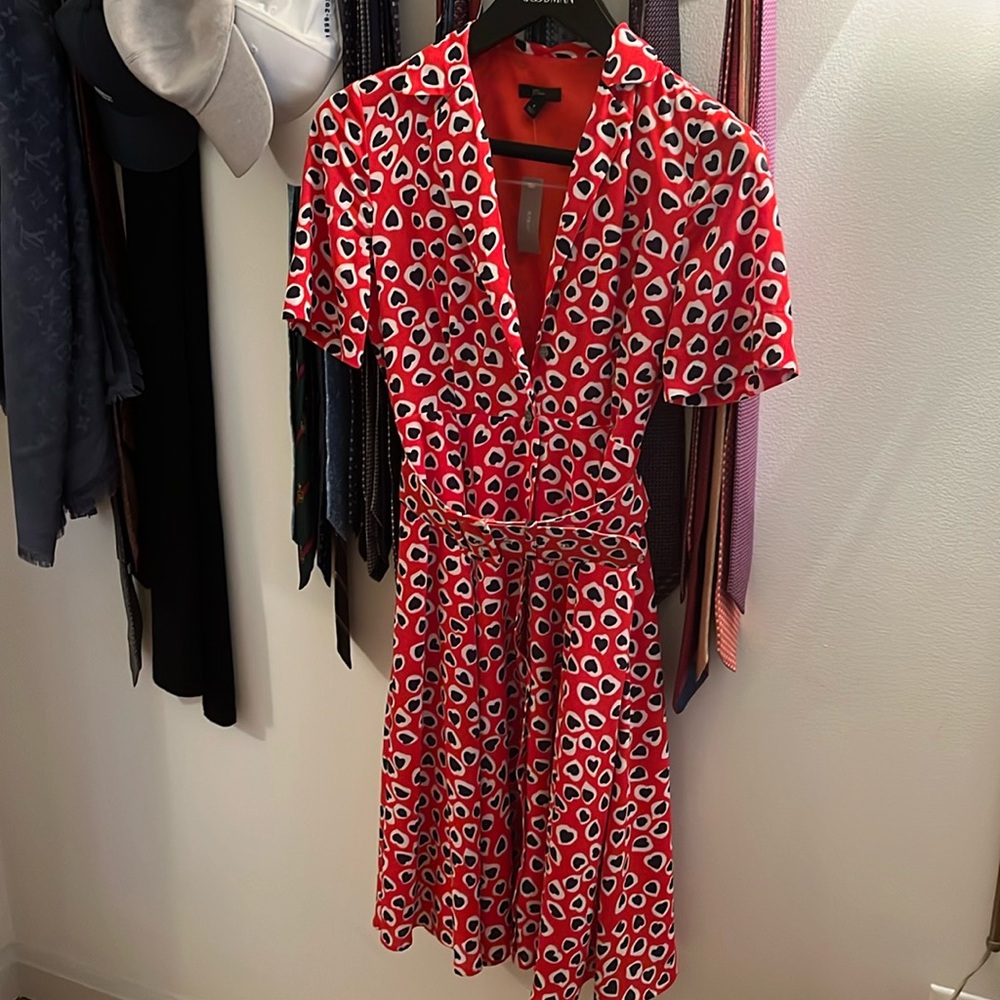 JCrew A-line midi dress in heart print
